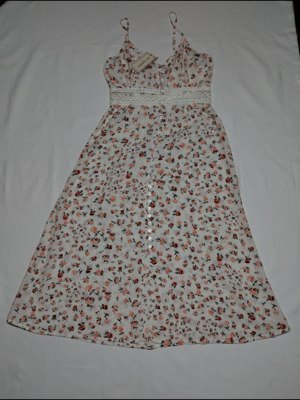 Spaghetti-Strap Maxi Dress with Peach Floral Print